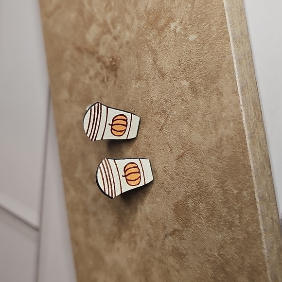None Jewelry - Pumpkin Coffee Cup Earrings